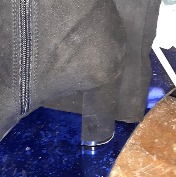 Black SUEDE leather thigh boot boots - Picture 4 of 6